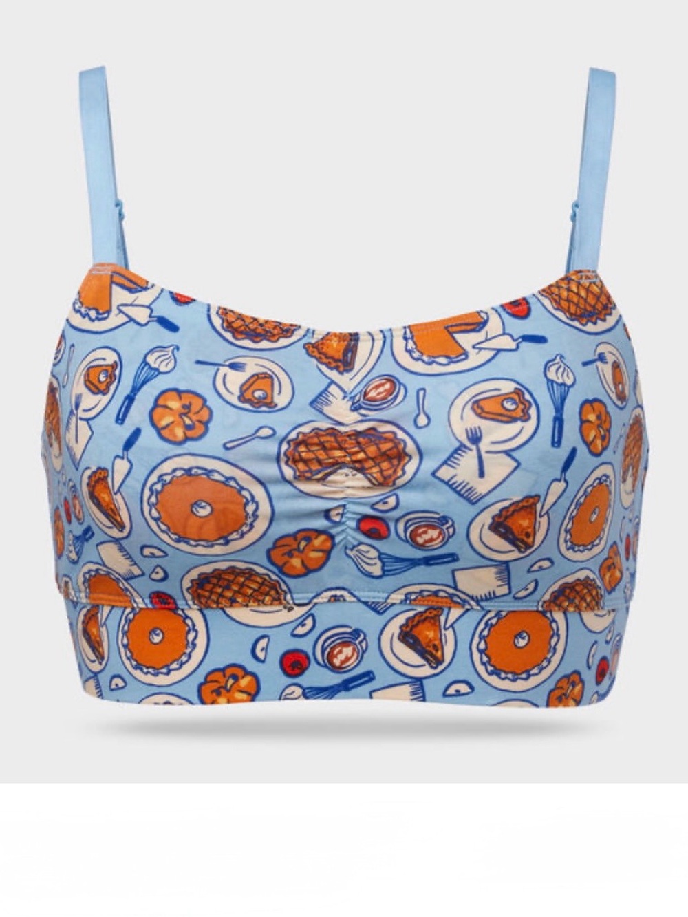 Duluth Trading Free Range Organic Cotton Bralette Sz S Playful Pie Desert Print